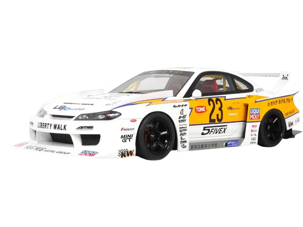 2021 Nissan Silvia (S15) LB-Super Silhouette RHD #23 White with Yellow Stripes