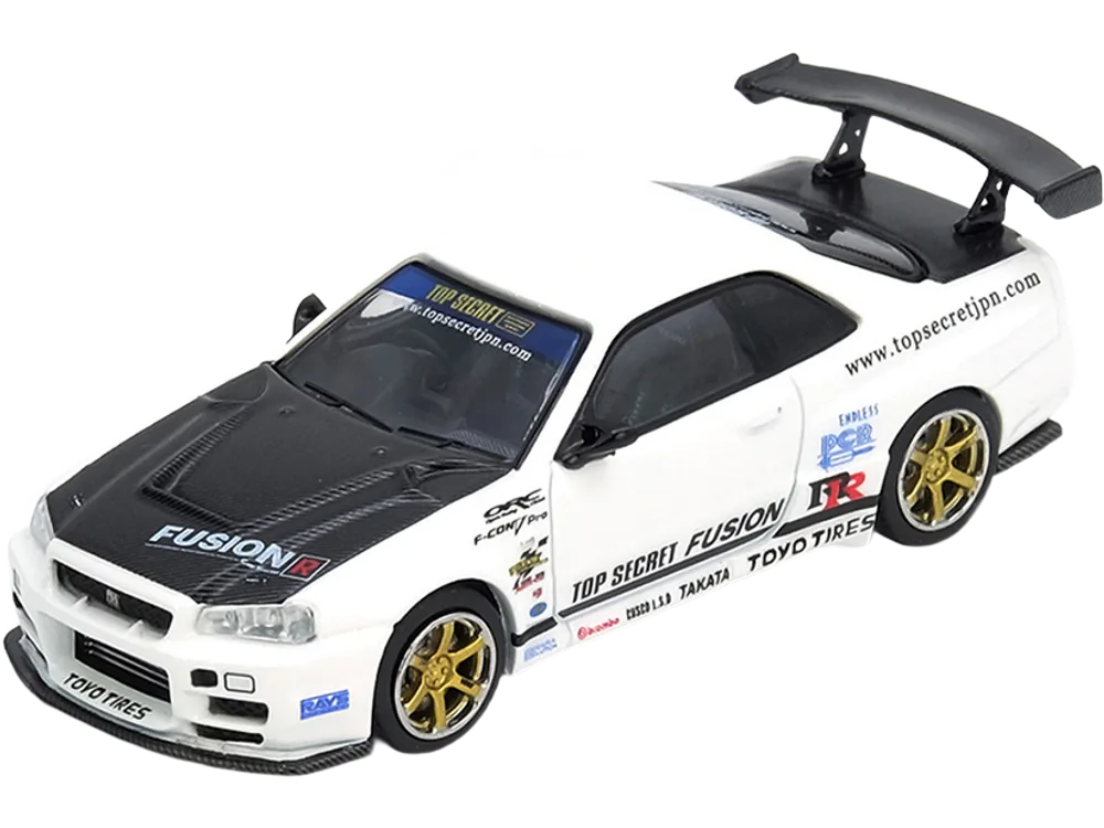 Nissan Skyline GT-R (R34) "Top Secret" RHD White with Carbon Hood