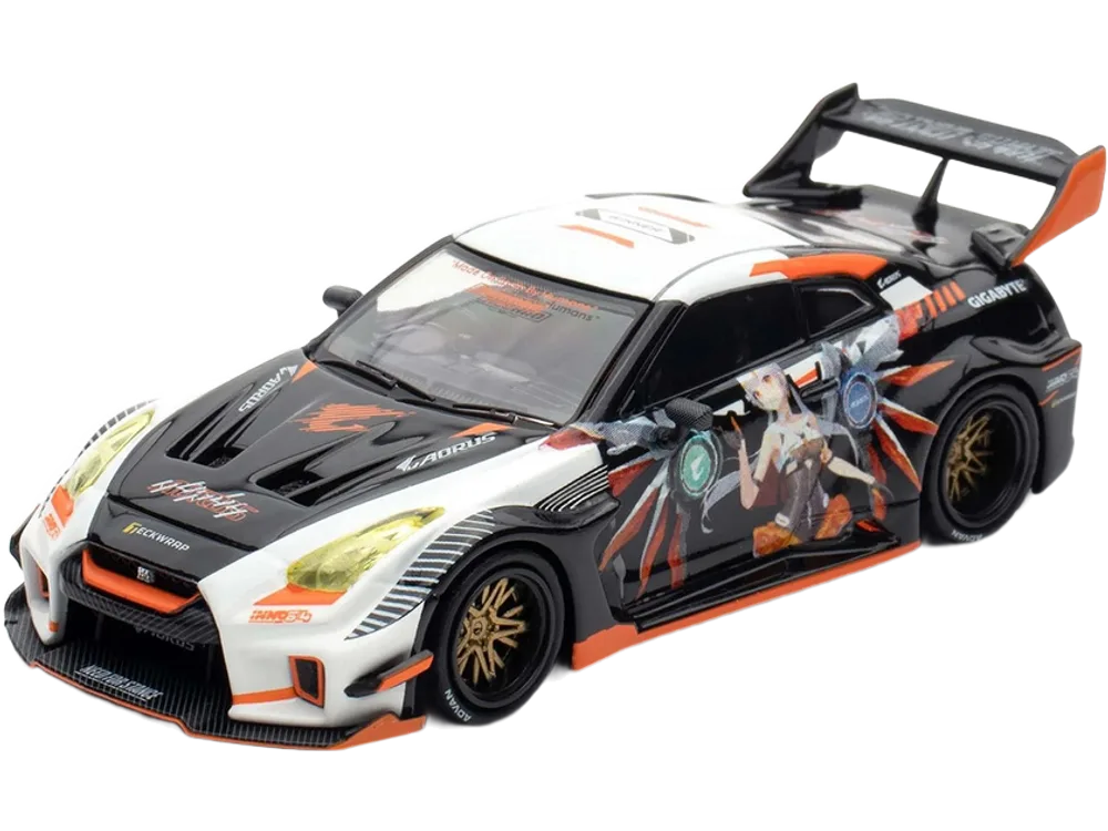 Nissan GT-R (R35) Widebody RHD Black and White with Graphics "AORUS X INNO64"