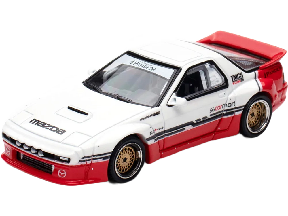 Mazda RX-7 (FC3S) "Pandem Rocket Bunny" White and Red with Black Stripes "The Model Car Show Singapore 2025 Event Edition"