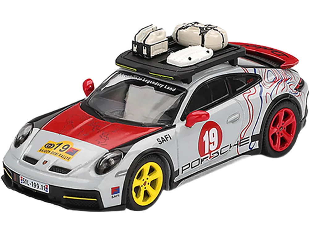 Porsche 911 Dakar #19 "Uncle Rally" Gray with Graphics and Roof Rack