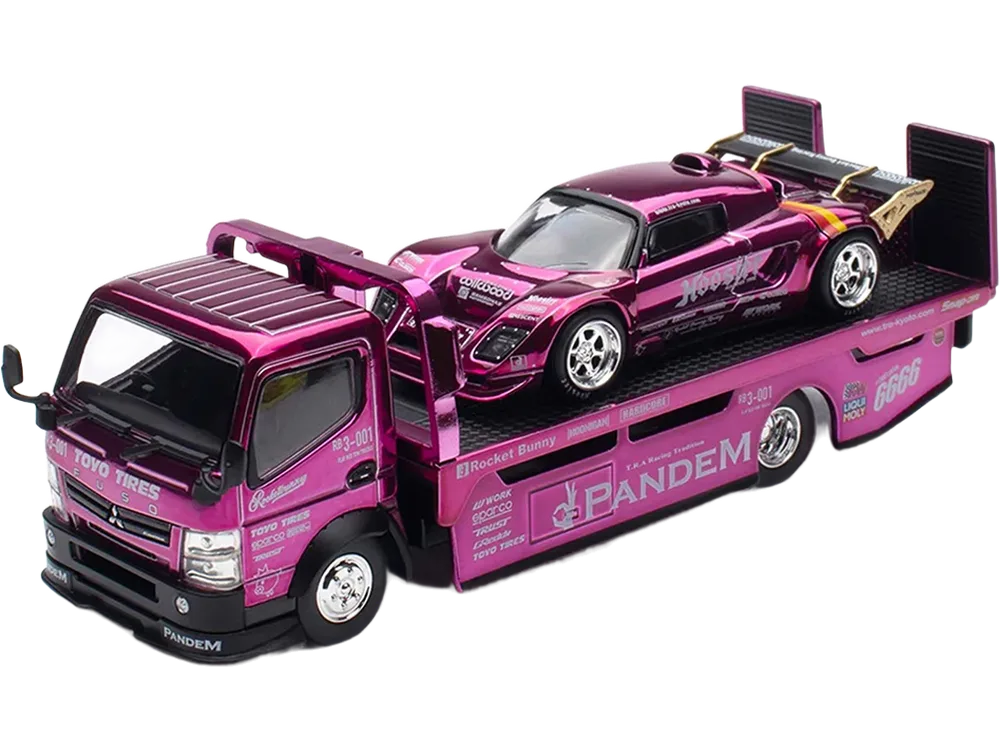 Nissan Pandem Fuso-300 Flatbed Truck RHD Purple Chrome and Lotus Pandem Elise Purple Chrome with Graphics 2 Car Box Set "Hobby Expo China 2026"