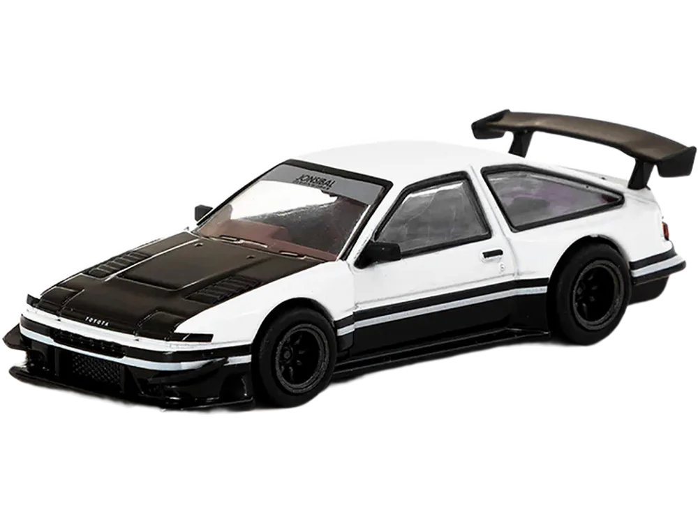 Toyota Sprinter Trueno AE86 Widebody RHD White and Black with Tarmac Cards "Global64" Series 1/64 Diecast Model by Tarmac Works